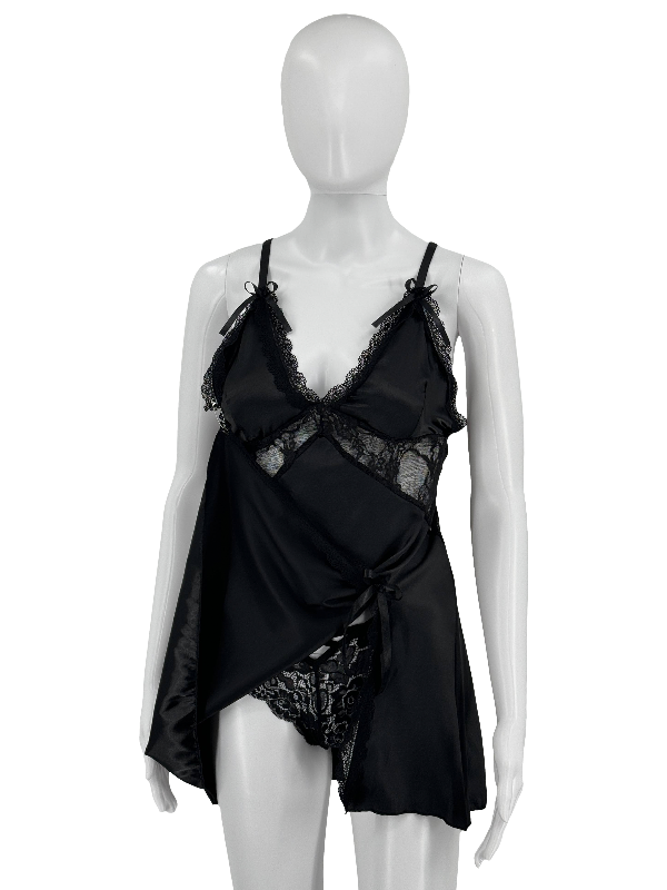 Satin Lace Babydoll with Matching Panty