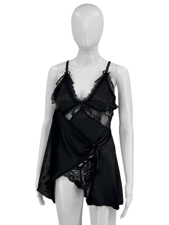 Satin Lace Babydoll with Matching Panty