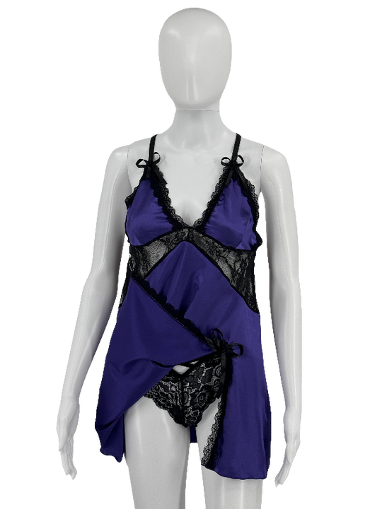 Satin Lace Babydoll with Matching Panty