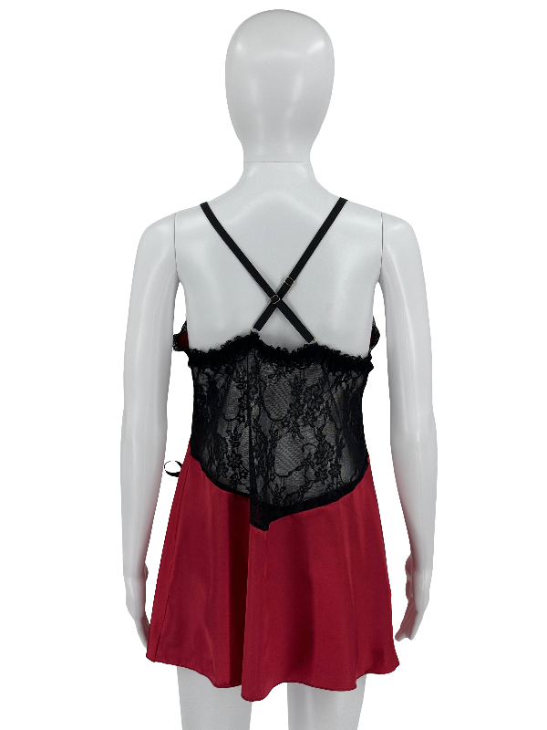Satin Lace Babydoll with Matching Panty