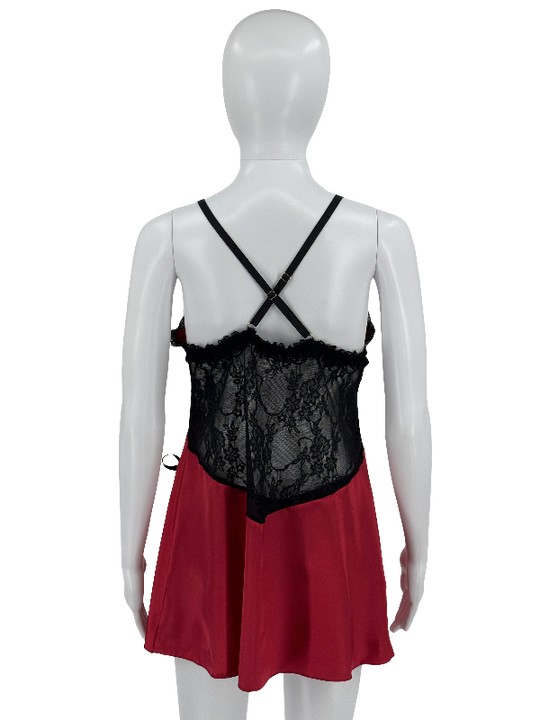 Satin Lace Babydoll with Matching Panty