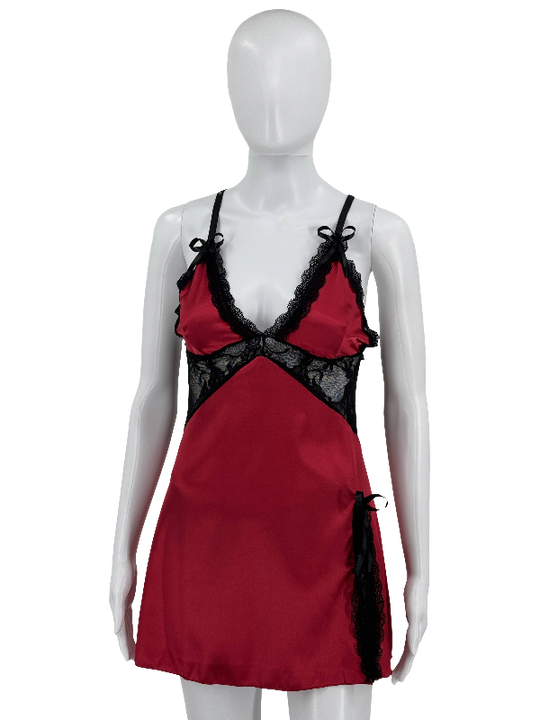 Satin Lace Babydoll with Matching Panty