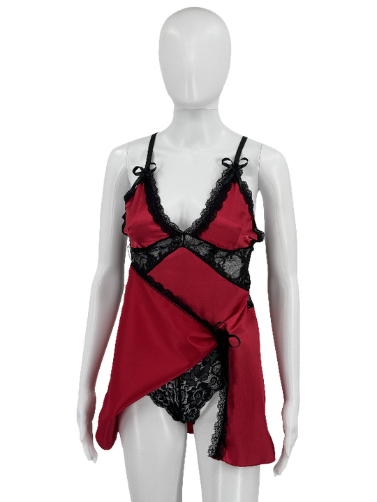 Satin Lace Babydoll with Matching Panty